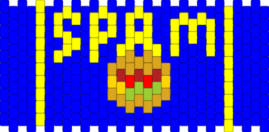 SPAM cuff BUT A ROW HIGHER - purple,yellow,spam,meat,burger,food,brand,can,ham