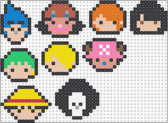one piece characters - black,beige,yellow