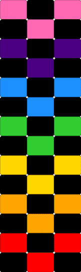 Rainbow Checker Keychain - black,purple,green,orange,colorful