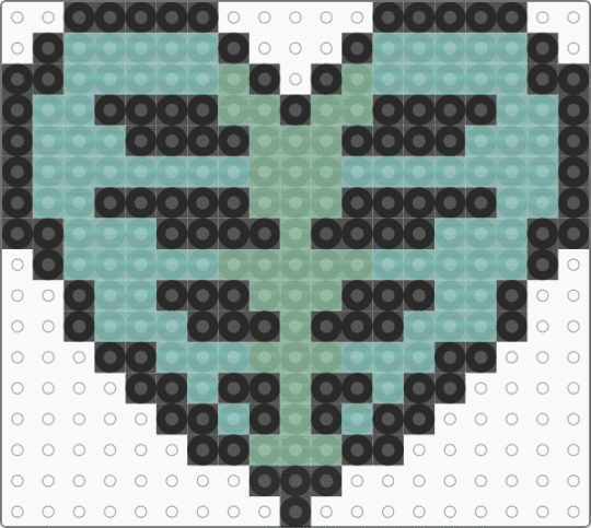 pearl skeleton heart - black,teal,perler,skeleton,heart,love,scene,pearl,blue,green