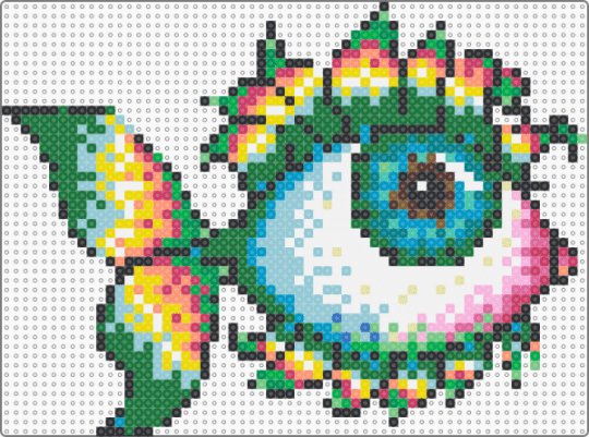 (REMIX)  eye fish - green,pink,yellow,light blue,remix,fish,eye,cute,eyeball
