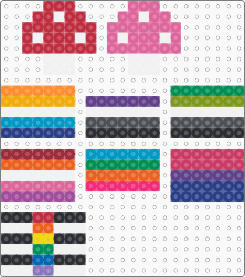 Pride flags - red,pink,orange,blue