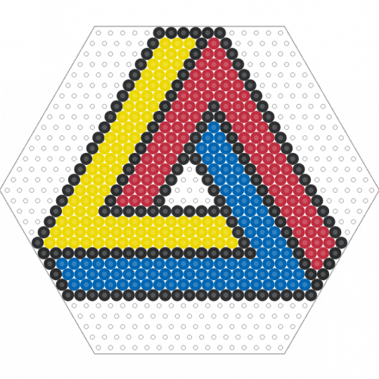 Penrose Triangle 02 - triangle,geometric,3d,optical illusion,illusion,shape,yellow,red,blue
