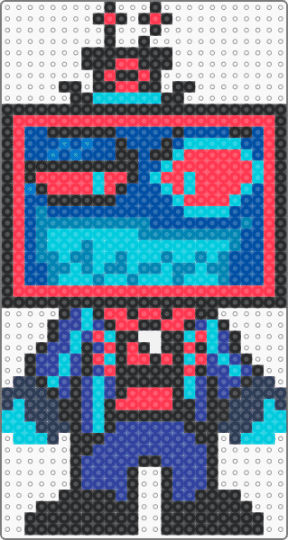 Vox Hazbin Hotel - tv,tv show,cartoon,character,anime,red,light blue,vox,tv head,hazbin hotel