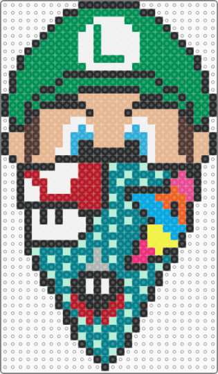 Gangsta Luigi - luigi,nintendo,head,character,bandana,mask,rave,mario,video game,gangster,gaming,green,beige,light blue,teal