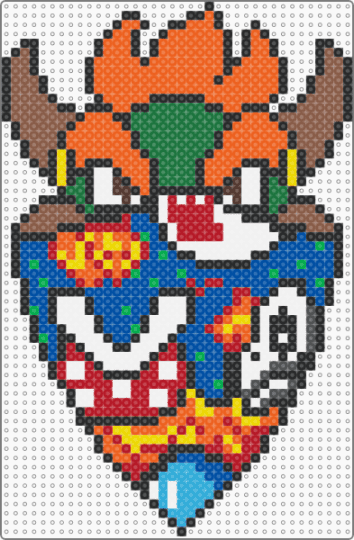 Gangsta Bowser - bowser,nintendo,character,head,mask,rave,bandana,gaming,video game,orange,green,blue,colorful