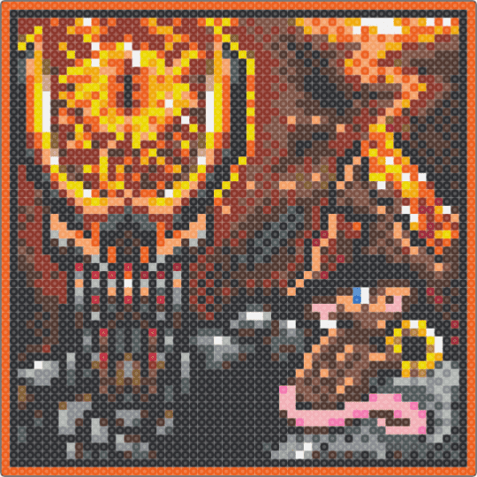 lotr eye v3 - eye of sauron,lotr,lord of the rings,panel,pixel art,movie,orange,red,tan,brown
