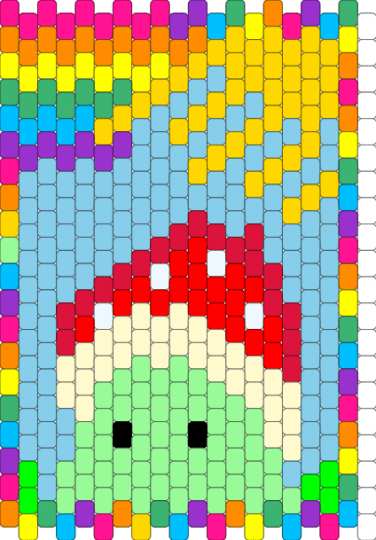 Rainbow mushroom frog - light blue,yellow,teal