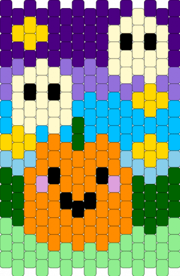 Halloween Panel - yellow,teal,light blue,colorful