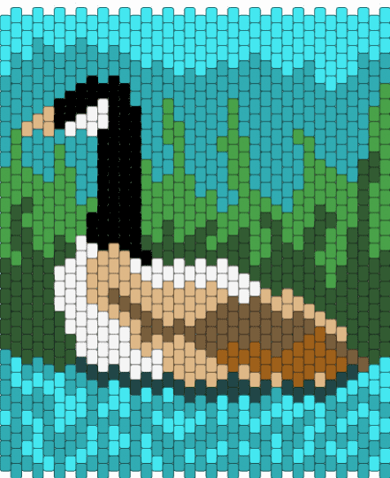 Goose Keychain - goose,landscape,pond,panel,tapestry,animal,nature,light blue,teal,green