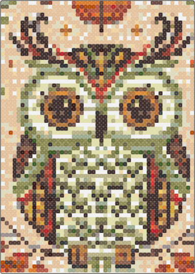 70s Owl - gold,beige,brown