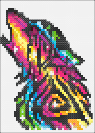Rainbow Galaxy Wolf - white,pink,orange,light blue,green,colorful
