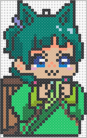 Chibi Maomao - green,beige,gray,teal
