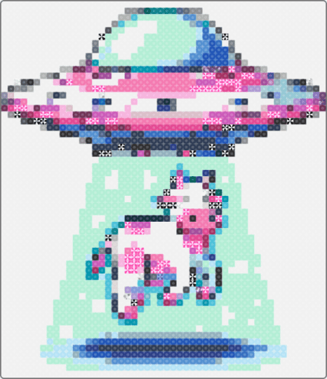 Colorful cow abduction - white,light blue,pink