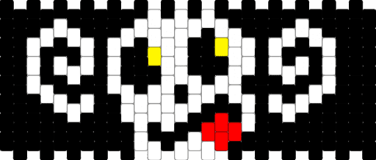 Silly Skull Monkey Cuff /Small 28 - black, halloween, red, white, yellow