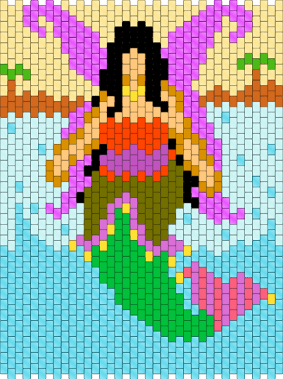 Fairy Mermaid Panel V.4 - fairy, light blue, mermaid, pink, yellow