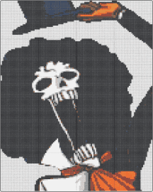 Brook - brook,onepiece,skeleton,character,anime,top hat,afro,black,white