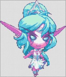 mjjkn - tyrande whisperwind,wow,world of warcraf,elf,character,chibi,white,pink,teal