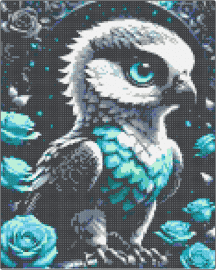 Falcon - falcon,fantasy,mythological,bird,cute,panel,black,gray,teal