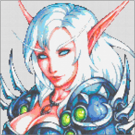 Vereesa - vereesa windrunner,wow,world of warcraf,elf,character,portrait,female,armor,white,tan,blue