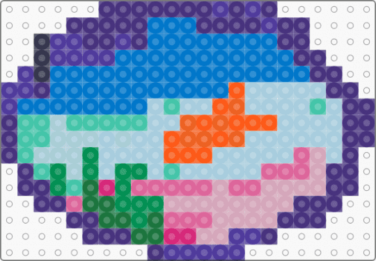 fish in a bow - purple,blue,light blue,pink
