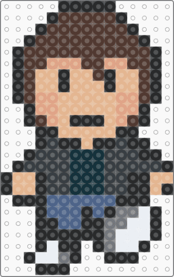 Jonathan Byers pixel art -  Stranger Things - black,beige,brown
