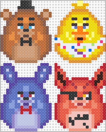 FNAF Squishmallow Charms - pink,orange,blue,red,colorful,cotdsquishy,fnaf,squishmallow,five nights at freddys,freddy fazbear,bonnie,chica,foxy