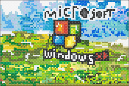 Microsoft Windows Experience Background - Bliss - Background  Fused Perler bead pattern - green,light blue,gold,2001,y2k,windows,windows xp,microsoft,wind xp,bliss,win