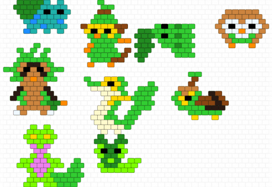pokemon grass starters - green,orange,pokemon,charms,grass