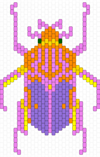 Remixed Hercules Beetle - orange, pink, purple