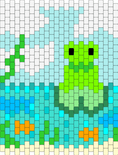 Frog bag panel! - green,light blue,froggies,freshwater pond,pond,cotdfrogs