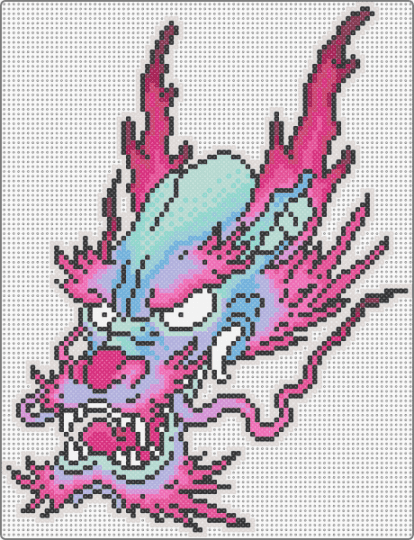 Traditional Chinese Dragon Head - pink,beige,traditional,chinese,dragon,head,neon