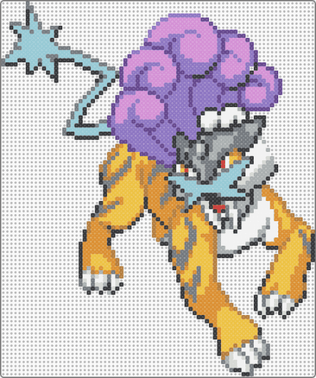 Raikou LARGE - gray,yellow,pink,colorful,raikou,pokemon,pkmn,large