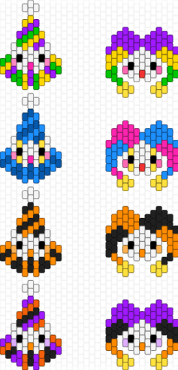 Clown Babies - clown,jester,charms,light blue,yellow,purple,orange,clowns,cute,head,small