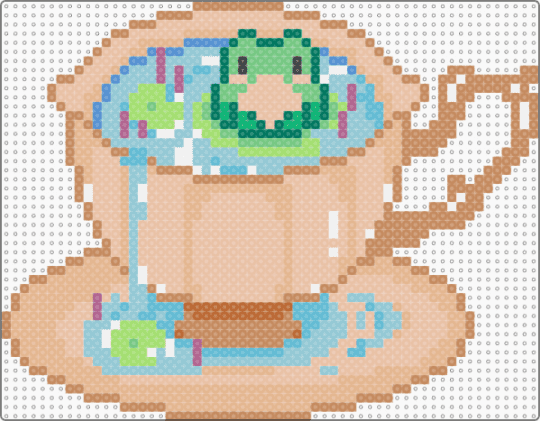 Pond Tea Time - light blue,beige,tan,frog,tea,cup,pond,froggie,froggy,pastel