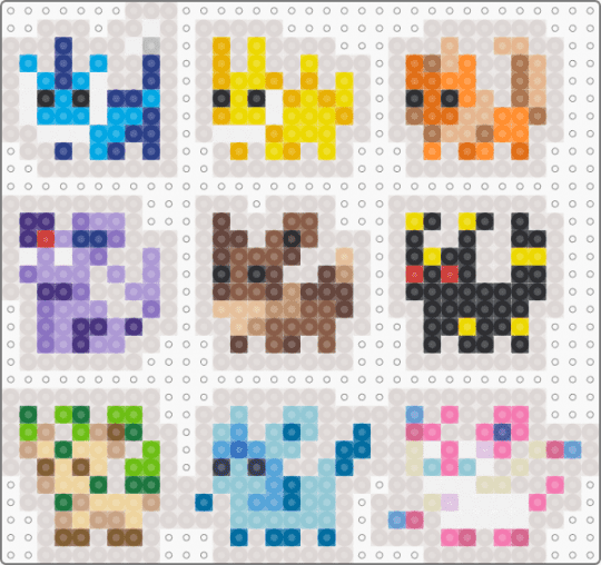 TINY Eeveeolutions - beige,eeveeolution,eevee,vaporeon,jolteon,umbreon,pokemon,pkmn,espeon
