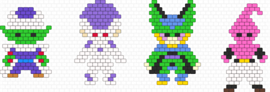 Mini DBZ Bois - green,purple,light blue,pink,dbz,dragonball,dragonballz,piccolo,friza,cell,majin,buu