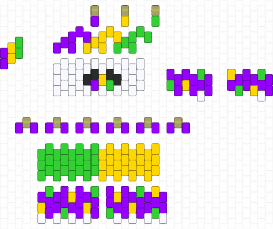 MINI 3D Clown Pattern - Mardi Gras 3 - green,yellow,purple,3d,mini,clown,mardi,gras,mardi gras,new orleans,pattern
