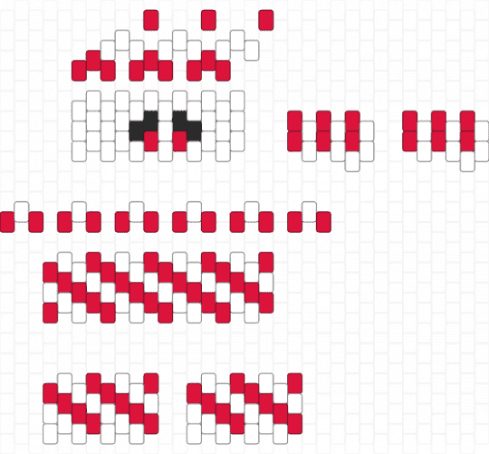 MINI 3D Clown Pattern - Candy Cane - 3d, candy, candy cane, cane, christmas, clown, mini, pattern, red, white