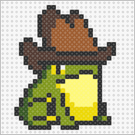 Cowboy Frog SMOL - animal,frog,cowboy,hat,whimsical,quirky,charm,rustic,green