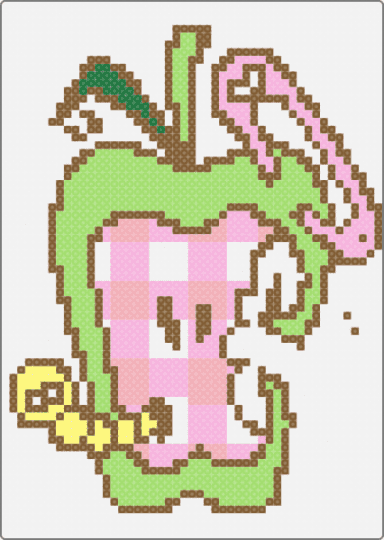 Sour Apple Yves - apple,fruit,worm,food,animal,white,tan,green,pink