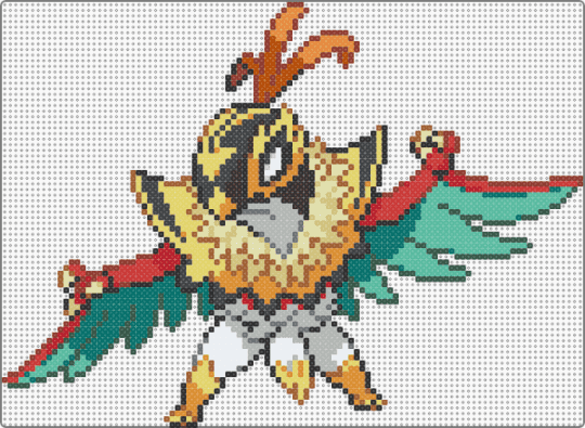 Mega Hawlucha - red,teal,yellow,beige