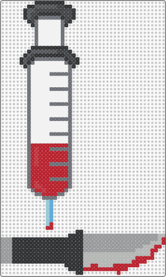 Syringe + shiv/ knife - gray,red,blood,weapons