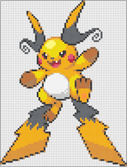 mega raichu x - tan,gray,orange