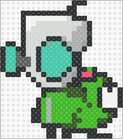 Gir fuse pattern ^^ - gray,teal,green,gir,silly,invaderzim,nickelodeon,perler,idk,bored,putuponurwall