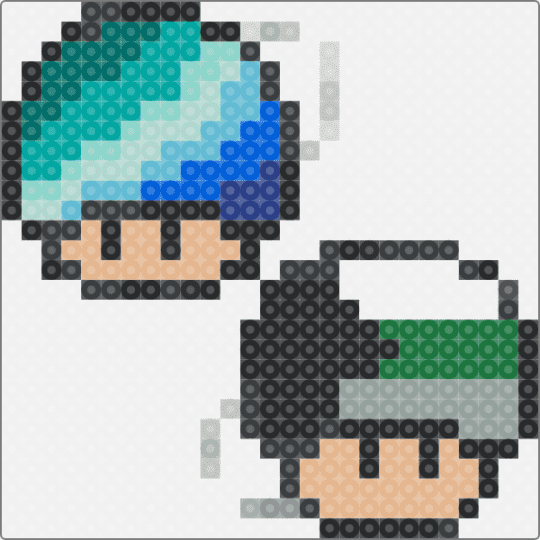 Gay Men (MLM) and Demiromantic Super Mario Mushrooms - white,beige,light blue,teal,pride,mushroom,super mario
