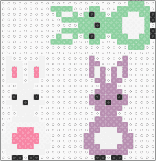 Easter Bunny white green purple - pink,teal