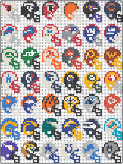 Tecmo Bowl helmets - beige,red,orange,gray,colorful
