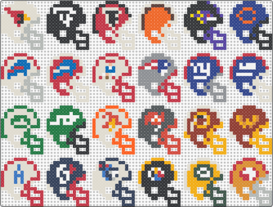 Tecmo Bowl helmets - beige,red,orange,colorful