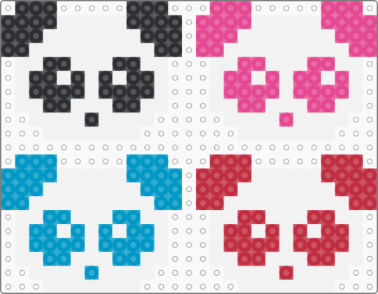 Panda Key Chains - white,pink,light blue,red